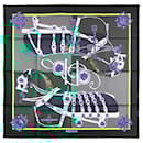 Hermès Gray Harnais De Cour Silk Scarf