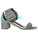  Aquazzura Buckle Strap Block-Heel Sandals in Green Suede