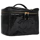 CHANEL Vanity Hand Bag Patent leather Black CC Auth bs22424 - Chanel