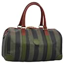 FENDI Pecan Canvas Boston Bag Black Brown Auth yk17380 - Fendi