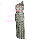 Saloni, one shoulder printed silk satin midi dress - Autre Marque
