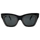 Celine Black Shiny Rhinestone Embellished Cat Eye Acetate Sunglasses - Céline
