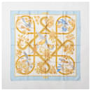Hermès Carré 90 "Caraibes" 100% Silk Scarf in Blue