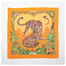 Hermès Carré 90 "JUNGLE LOVE" 100% Silk Scarf in Orange