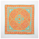 Hermès Carré 90 "DONNER LA MAIN" 100% Silk Scarf in Orange