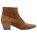 Saint Laurent Wyatt suede almond toe cuban bootie