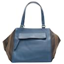 Fendi leather stripe canvas side tote bag