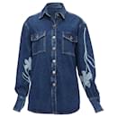 David Koma organic cotton floral silver logo button shirt