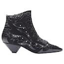 Saint Laurent Blaze scaled leather suede studded ankle bootie