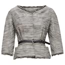 Christian Dior Applique Cotton Leather Belt Cropped Bar Jacket
