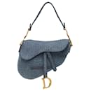 Dior Blue Oblique Embroidered Denim Saddle Bag