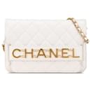 Chanel White Calfskin Enchained Flap Wallet on Chain