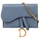 Dior Blue Nano Goatskin Saddle Chain Pouch
