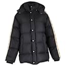 Gucci Logo-Jacquard Webbing-Trimmed Quilted Shell Hooded Down Jacket in Black Nylon