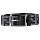  Fendi Logo Buckled Belt in Black Denim and Leather