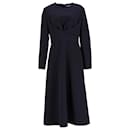 Emilia Wickstead Elta Wrap-Effect Dress in Navy Blue Polyester - Autre Marque