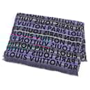 Louis Vuitton Wool Silk Logo Print Fringe Scarf