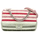 Chanel Red Jumbo Stripe Jersey Felt and Rope Flap