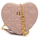 Dior Pink Calfskin Cannage Dioramour Caro Heart Pouch With Chain