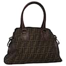 FENDI Zucca Canvas Hand Bag Brown Black Auth bs22299 - Fendi
