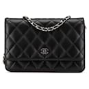 Chanel Black CC Quilted Lambskin Wallet On Chain