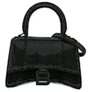 Balenciaga Black XS Rhinestone Hourglass Satchel