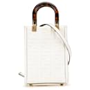 Fendi White Mini Zucca Embossed Leather Sunshine Shopper Tote