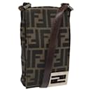FENDI Zucca Canvas Shoulder Bag Brown Black Auth 115538 - Fendi