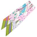Hermès Pink Les Nouveaux Amoureux de Paris Twilly Silk Scarf