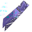 Hermès Blue Le Jardin de La Maharani Silk Twilly Scarf