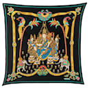 Hermès Black India Print Pleated Silk Scarf