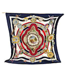 Hermès Blue Among the Flowers I Count the Hours Pleated Silk Scarf