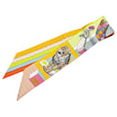 Hermès Yellow Grand Theatre Nouveau Silk Twilly Scarf