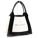 Balenciaga Black and White Canvas Handbag