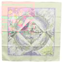 Foulard HERMES Carré 90 ""GIVERNY"" Soie Rose Bleu Clair Auth am7740 - Hermès