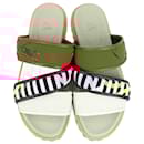 Christian Louboutin Mock Croc Leather x Fabric Sandals in Multicolor, Size 43 EU