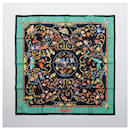 Hermès Carré 90 "PIERRES d' ORIENT et d' OCCIDENT" 100% Silk Scarf in Black x Green
