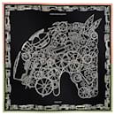 Hermès Carré 90 "COMPLICATION EQUESTRE" 100% Silk Scarf in Black