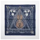 Hermès Carré 90 "La Musique des spheres" 100% Silk Scarf in Navy Blue