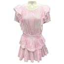 LoveShackFancy Pink Ruffled Cotton Mini Dress - Autre Marque