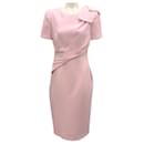 Roland Mouret Pink 2023 Short Sleeve Bow Wool Silk Midi Dress