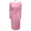 Roland Mouret Pink 2023 Long Sleeve Wool Silk Midi Dress