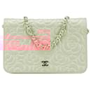 Chanel Pink CC Caviar Camellia Wallet On Chain