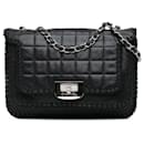 Chanel Black Aged Calfskin Whipstitch Chocolate Bar Mademoiselle Flap
