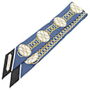 Hermès Blue Lift Profile Silk Twilly Scarf
