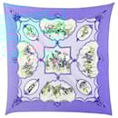 Hermès Blue Les Chevaux des Moghols Pleated Silk Scarf