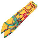 Hermès Yellow Grand Manege Silk Twilly Scarf