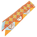 Hermès Orange Colliers Et Chiens Twilly Silk Scarf