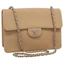 CHANEL Matelasse Chain Shoulder Bag Cotton Beige CC Auth PP284 - Chanel