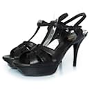 Saint Laurent, Black leather tribute low sandals
